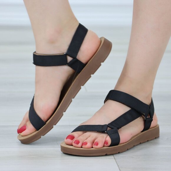 Womens Strappy Sandals Comfortable Sole Adjustable Summer Shoes For Land / Water - Picture 4 of 13